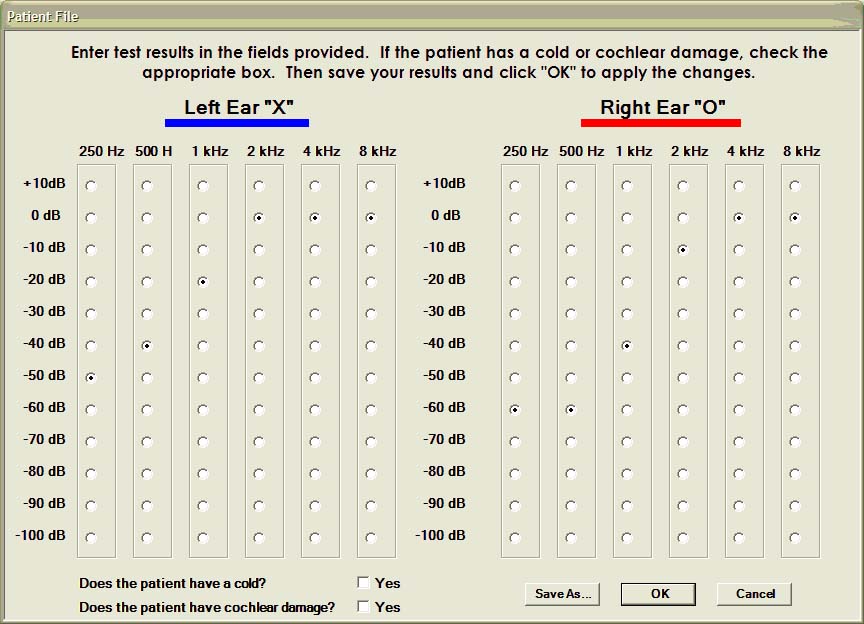 audiology input findings screenshot
